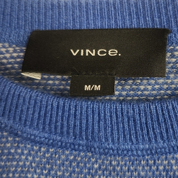 Vince Men’s Preppy Casual Birdseye Wool Cashmere Raglan Crew Sweater Blue Medium - Picture 9 of 12